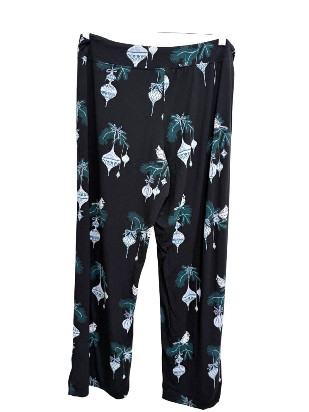 Soma Pajama Pants Size Large Cardinal & Ornaments on Black Background Stretchy